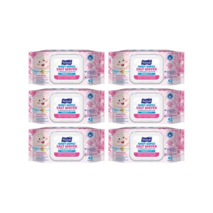 Детские влажные салфетки Sanisoft с солевым раствором, 42 шт. (пачка) (SANISOFT Salt Water Baby Wipes 42 sheets, набор 6 шт. (single pack) x6)
