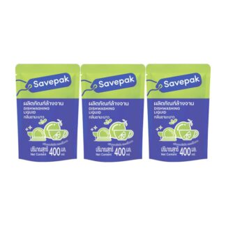 Средство для мытья посуды Savepak «Лимон и чай», 400 мл, набор 3 шт. (SAVEPAK Dishwashing Liquid Lemon Tea 400ml x3)