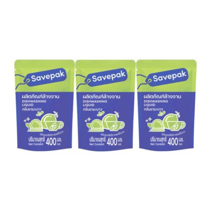 Средство для мытья посуды Savepak «Лимон и чай», 400 мл, набор 3 шт. (SAVEPAK Dishwashing Liquid Lemon Tea 400ml x3)