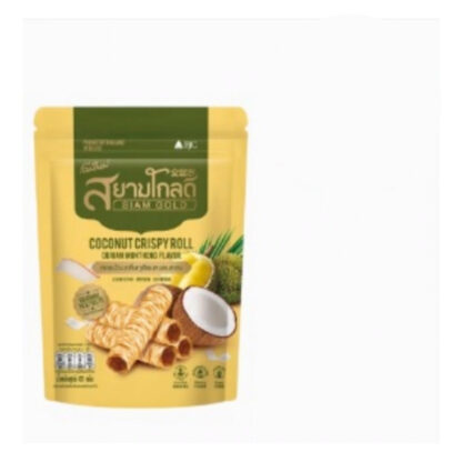 Хрустящие кокосовые рулетики Siam Gold со вкусом дуриана монтхонг, 80 г (SIAM GOLD Coconut Crispy Roll Durian Monthong 80g)