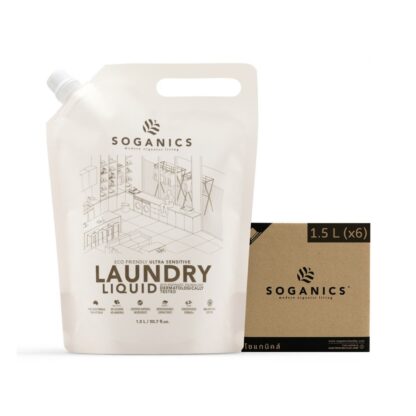 Жидкое средство для стирки Soganics Ultra-Sensitive «Эвкалипт» (сменная упаковка), 1,5 л, набор 6 шт. (SOGANICS Laundry Liquid Ultra-Sensitive Refill Eucalyptus 1.5L x6)