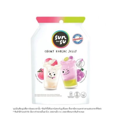 Желе Sunsu со вкусом йогурта, личи и винограда кёхо, 96 г (Sunsu Yogurt Lychee + Kyoho Grape Jelly 96g)