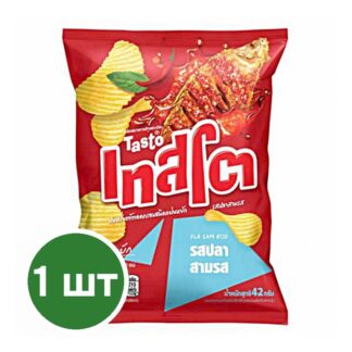 Рифлёные чипсы Tasto «Пла Сам Рот», 42 г (TASTO Potato Rock Chips Pla Sam Rod 42g)