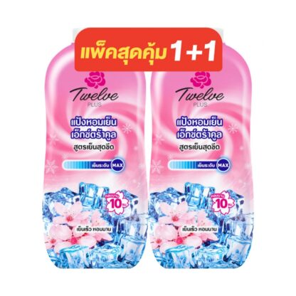 Охлаждающий тальк Twelve Plus Extra Cool розовый, 270 г, набор 2 шт. (Twelve Plus Cool Powder Extra Cool Pink 270 g x2)