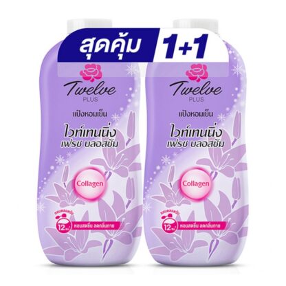 Охлаждающий отбеливающий тальк Twelve Plus Violet, 270 г, набор 2 шт. (Twelve Plus Cool Powder Whitening Violet 270 g x2)