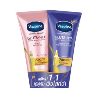 Лосьон для тела Vaseline Healthy Bright Gluta-Hya Serum Burst Dewy Radiance, 290 мл, набор 2 шт. (Vaseline Healthy Bright Gluta-Hya Serum Burst Lotion Dewy Radiance + Overnight 290 ml x2)