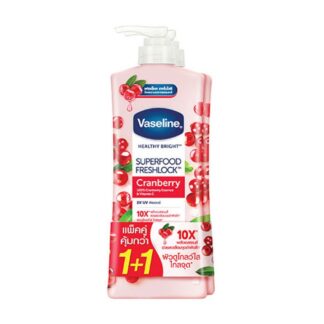 Лосьон для тела Vaseline Healthy Bright Superfood Cranberry, 300 мл, набор 2 шт. (Vaseline Healthy Bright Superfood Freshlock Body Lotion Cranberry 300 ml x2)