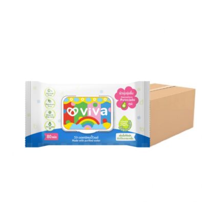 Органические детские влажные салфетки ViVa x Happy Sunday, 80 шт., набор 12 шт. (VIVA x Happy Sunday Organic Baby Wipes 80 sheets x12)