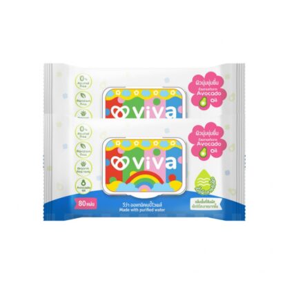 Органические детские влажные салфетки ViVa x Happy Sunday, 80 шт., набор 2 шт. (VIVA x Happy Sunday Organic Baby Wipes 80 sheets x2)