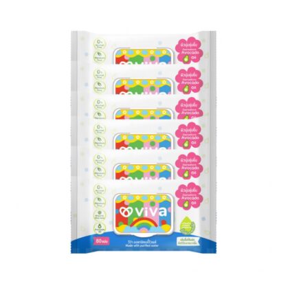 Органические детские влажные салфетки ViVa x Happy Sunday, 80 шт. (VIVA x Happy Sunday Organic Baby Wipes 80 sheets, набор 6 шт. (pack) x6)