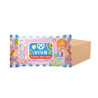 Влажные салфетки с пребиотиками ViVa x Happy Sunday Prebiotic, 108 шт. (VIVA x Happy Sunday Prebiotic Baby Wipes 108 sheets, набор 12 шт. (pack) x12)
